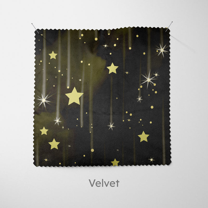 Black Falling Stars Fabric - Handmade Homeware, Made in Britain - Windsor and White