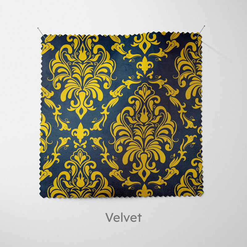 Navy Blue Gold Damask Cushion - Handmade Homeware, Made in Britain - Windsor and White