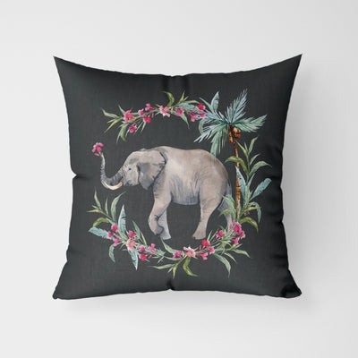Painted Elephant Print Water Resistant Garden Outdoor Cushion - Handmade Homeware, Made in Britain - Windsor and White