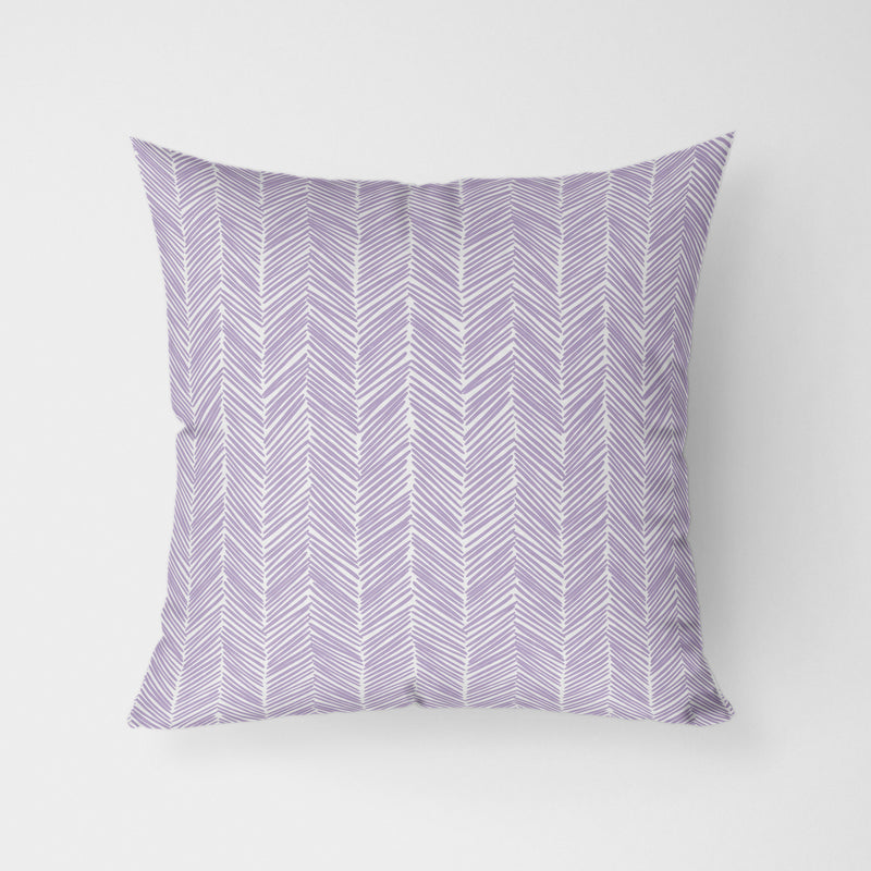Lilac Boho Chevron Water Resistant Garden Outdoor Cushion - Handmade Homeware, Made in Britain - Windsor and White