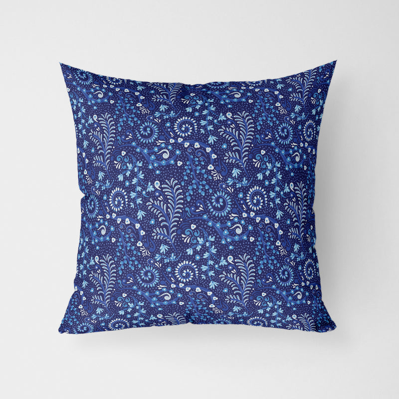 Blue Barrier Reef Pattern Water Resistant Garden Outdoor Cushion - Handmade Homeware, Made in Britain - Windsor and White