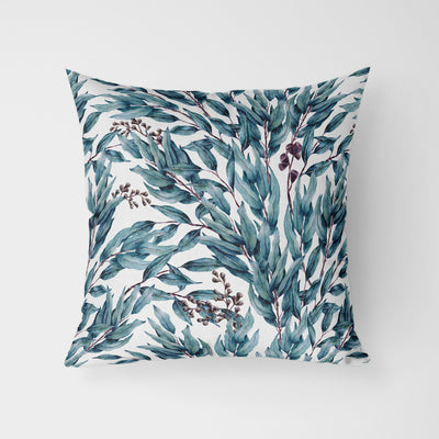 Boho White Whimsical Leaf Water Resistant Garden Outdoor Cushion - Handmade Homeware, Made in Britain - Windsor and White