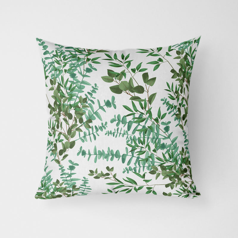 Eucalyptus Green White Water Resistant Garden Outdoor Cushion - Handmade Homeware, Made in Britain - Windsor and White