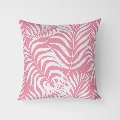 Palm Leaves Pink Water Resistant Garden Outdoor Cushion - Handmade Homeware, Made in Britain - Windsor and White