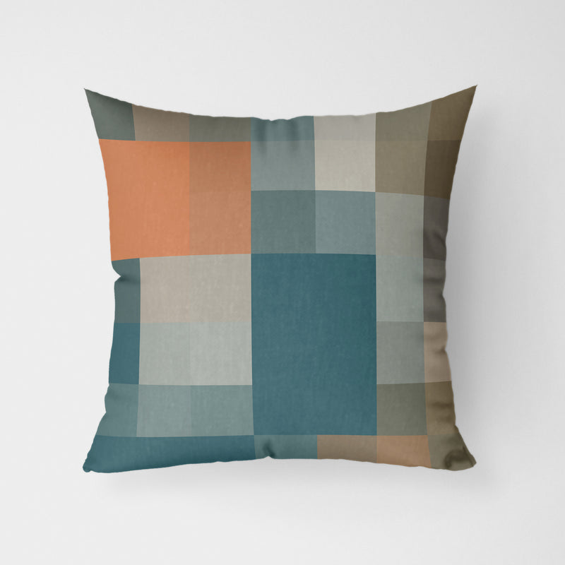 Muted Tones Pixel Print Water Resistant Garden Outdoor Cushion - Handmade Homeware, Made in Britain - Windsor and White