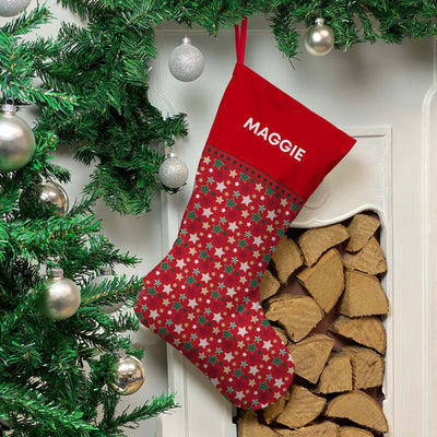 Personalised Christmas Stocking Red Stars
