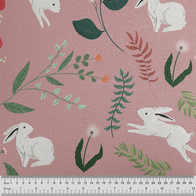 White Rabbits Pink Fabric - Handmade Homeware, Made in Britain - Windsor and White