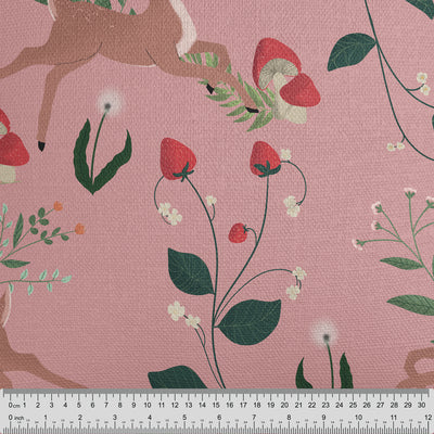 Deer Woodland Pink Fabric - Handmade Homeware, Made in Britain - Windsor and White