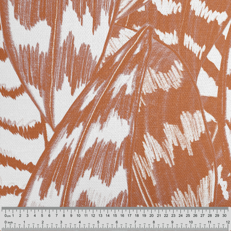 Orange Sketched Leaves Fabric - Handmade Homeware, Made in Britain - Windsor and White
