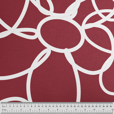 White Minimalist Daisy Red Fabric - Handmade Homeware, Made in Britain - Windsor and White