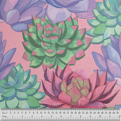 Painted Succulents Pink Fabric - Handmade Homeware, Made in Britain - Windsor and White