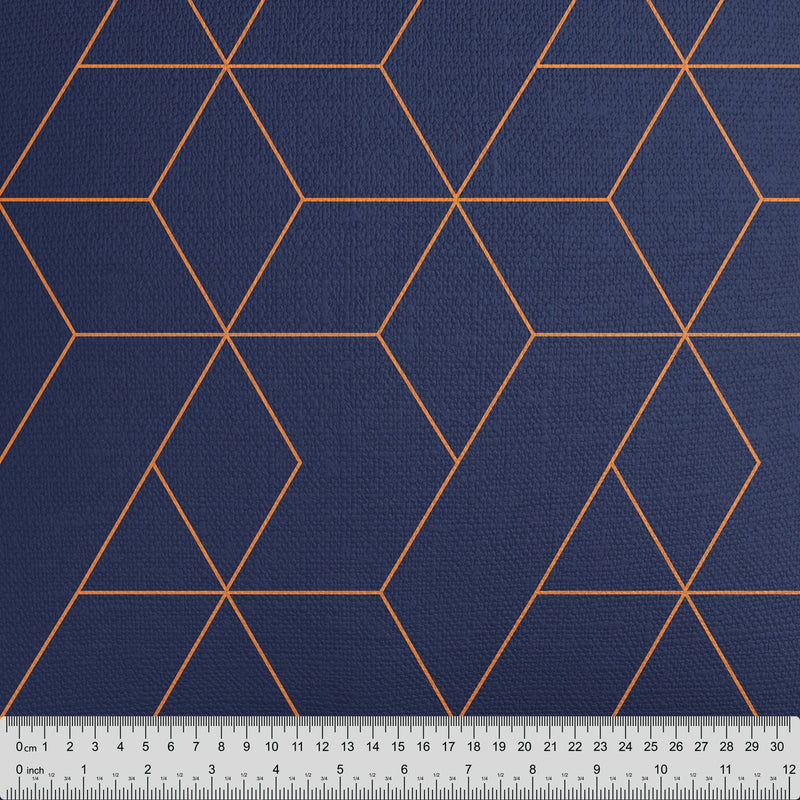 Navy Blue Rust Geometric Fabric - Handmade Homeware, Made in Britain - Windsor and White