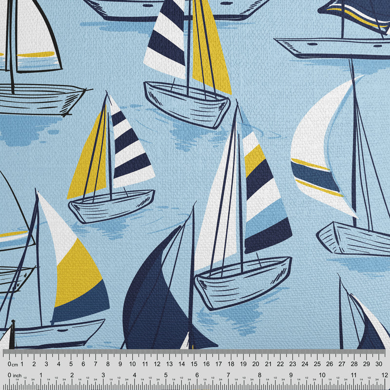 Blue Nautical Sailing Boats Cushion - Handmade Homeware, Made in Britain - Windsor and White