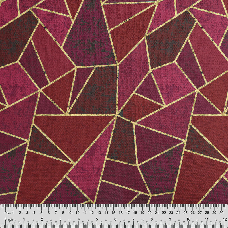 Red Geometric Tile Fabric - Handmade Homeware, Made in Britain - Windsor and White