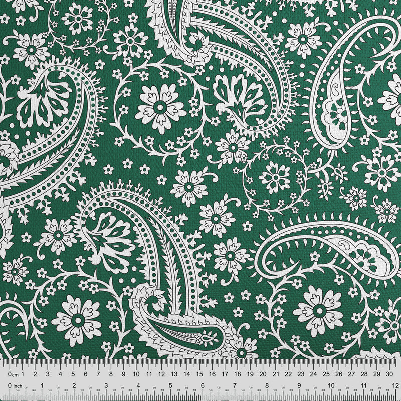 Forest Green Floral Paisley Fabric - Handmade Homeware, Made in Britain - Windsor and White