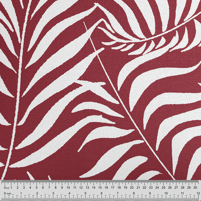 Palm Leaves Burgundy Fabric - Handmade Homeware, Made in Britain - Windsor and White