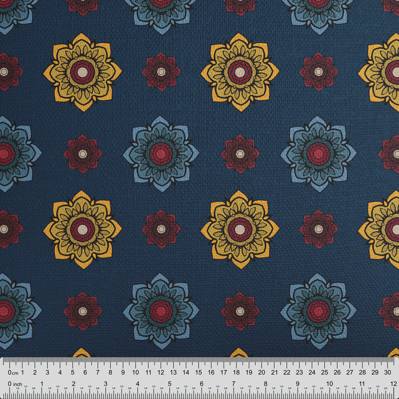 Navy Blue Medallion Pattern Fabric - Handmade Homeware, Made in Britain - Windsor and White