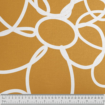 White Minimalist Daisy Orange Fabric - Handmade Homeware, Made in Britain - Windsor and White