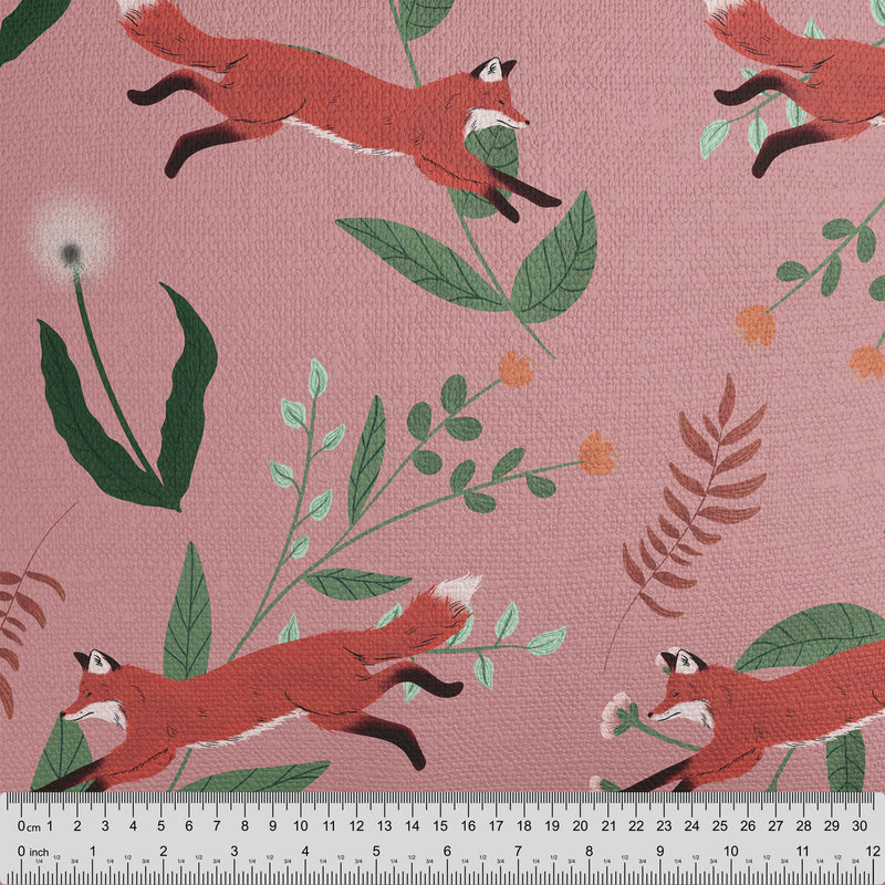 Foxes And Flora Pink Fabric - Handmade Homeware, Made in Britain - Windsor and White