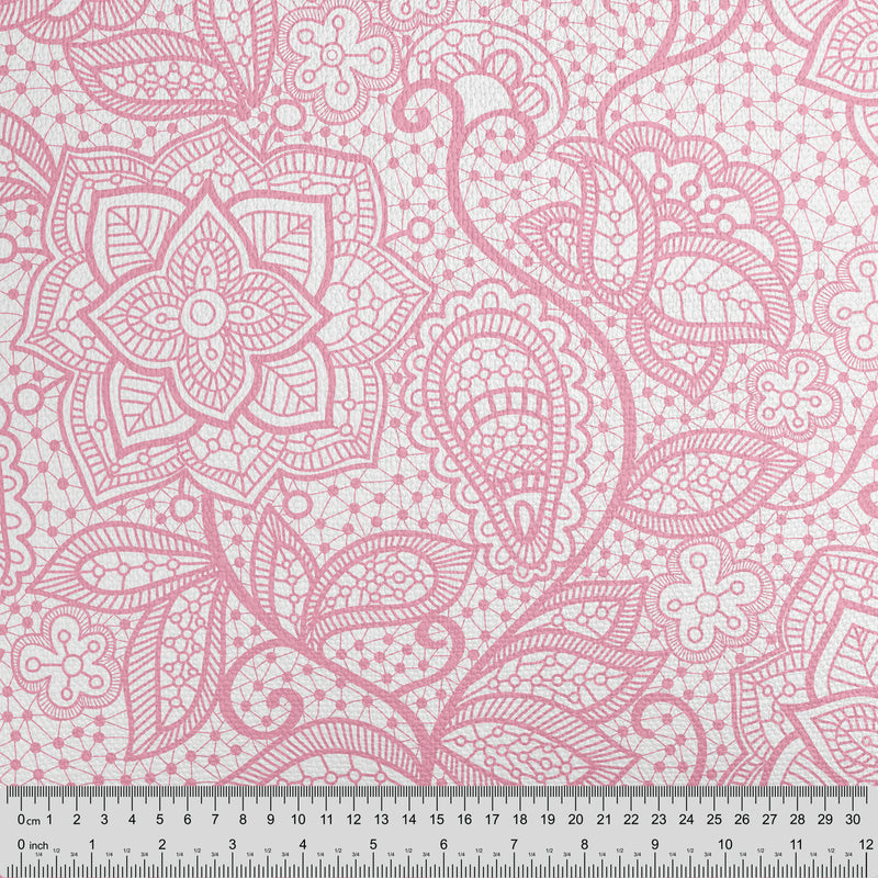 Pink White Floral Lace Fabric - Handmade Homeware, Made in Britain - Windsor and White