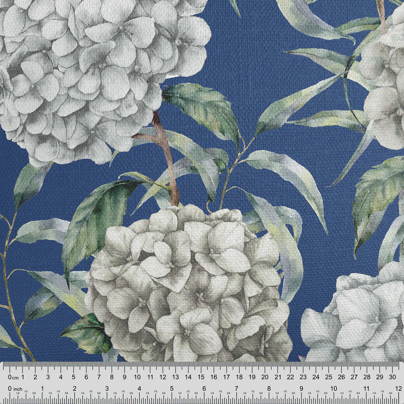 White Hydrangeas Blue Fabric - Handmade Homeware, Made in Britain - Windsor and White