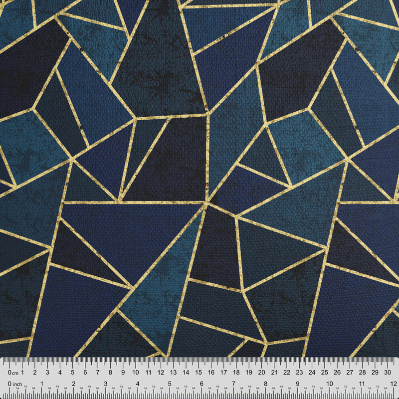 Blue Geometric Tile Fabric - Handmade Homeware, Made in Britain - Windsor and White