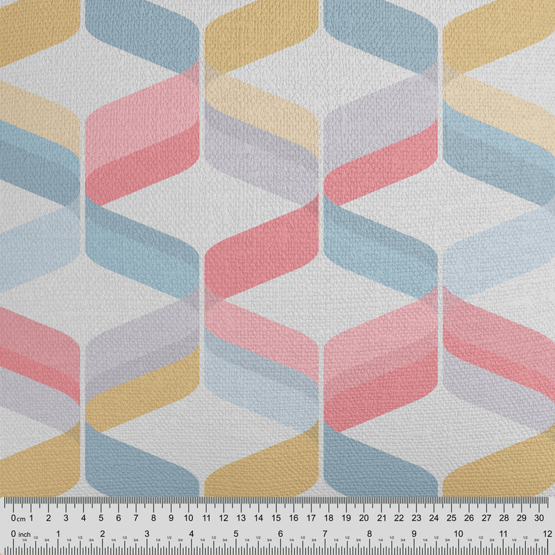Colourful Retro Geometric Fabric - Handmade Homeware, Made in Britain - Windsor and White