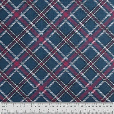 Navy Blue Mulberry Plaid Fabric - Handmade Homeware, Made in Britain - Windsor and White
