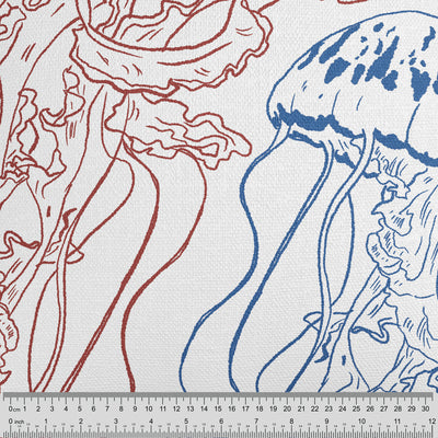 Outline Jellyfish Fabric - Handmade Homeware, Made in Britain - Windsor and White