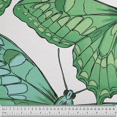 Green Butterflies Cushion - Handmade Homeware, Made in Britain - Windsor and White