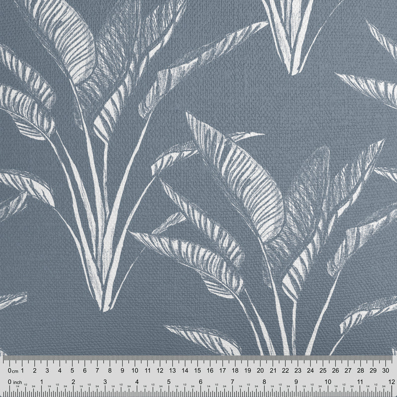 Blue Grey Plant Pattern Fabric - Handmade Homeware, Made in Britain - Windsor and White
