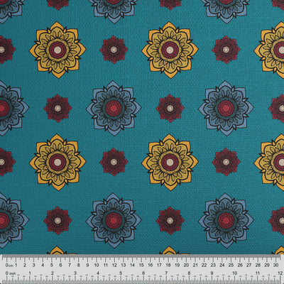 Teal Medallion Pattern Fabric - Handmade Homeware, Made in Britain - Windsor and White