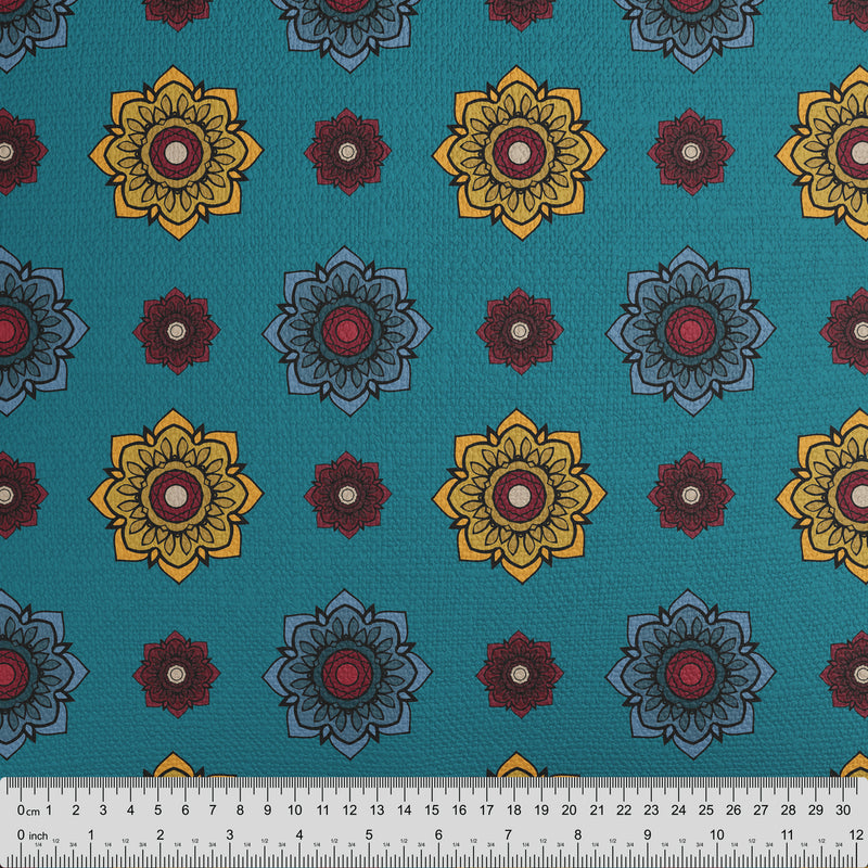 Teal Medallion Pattern Fabric - Handmade Homeware, Made in Britain - Windsor and White