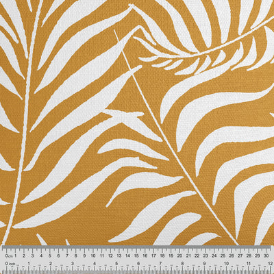 Palm Leaves Mustard Fabric - Handmade Homeware, Made in Britain - Windsor and White