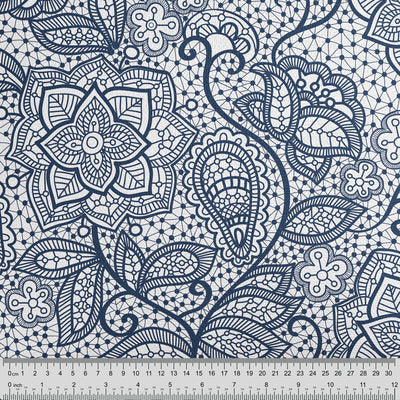 Navy White Floral Lace Fabric - Handmade Homeware, Made in Britain - Windsor and White
