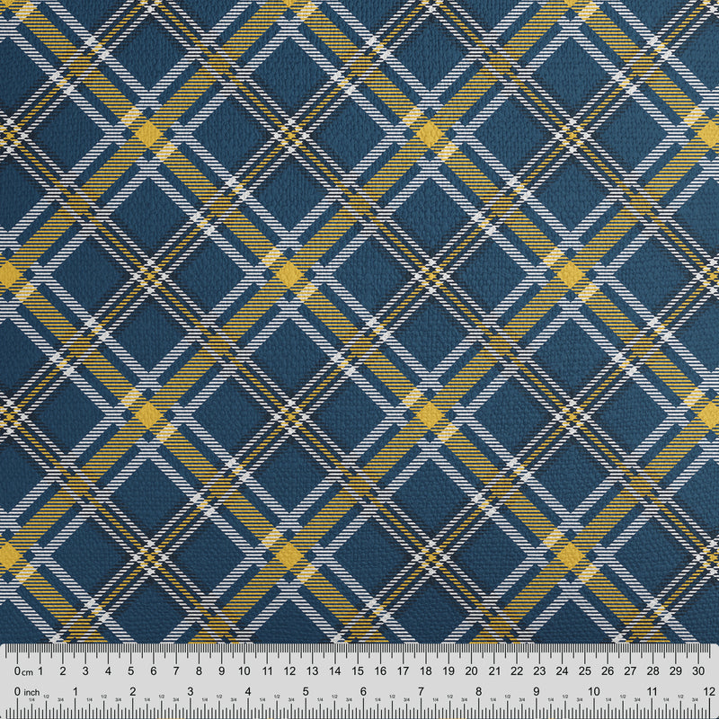 Blue Yellow Modern Tartan Fabric - Handmade Homeware, Made in Britain - Windsor and White