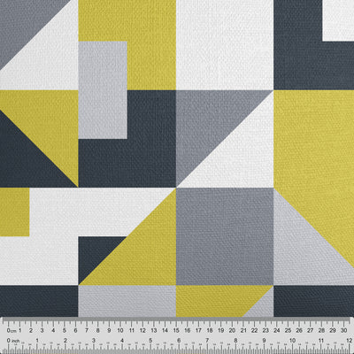 Yellow Geometric Mosaic Fabric - Handmade Homeware, Made in Britain - Windsor and White