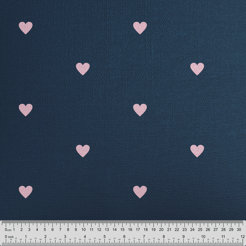 Navy Pink Polka Dot Hearts Fabric - Handmade Homeware, Made in Britain - Windsor and White